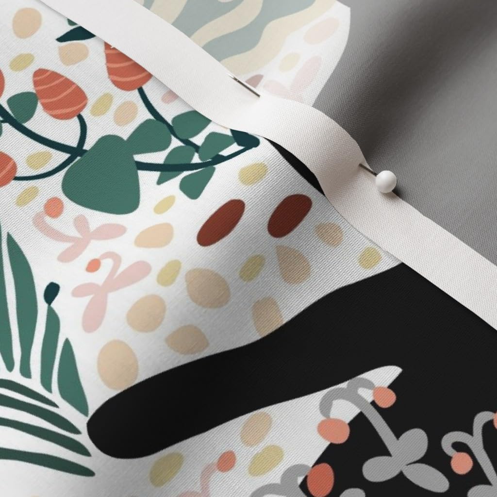 Spoonflower Fabric - Tropical Cats Modern Garden Floral Black Feline Kitten Palm Fronds Printed on Cotton Poplin Fabric by The Yard - Sewing Shirting Quilting Dresses Apparel Crafts