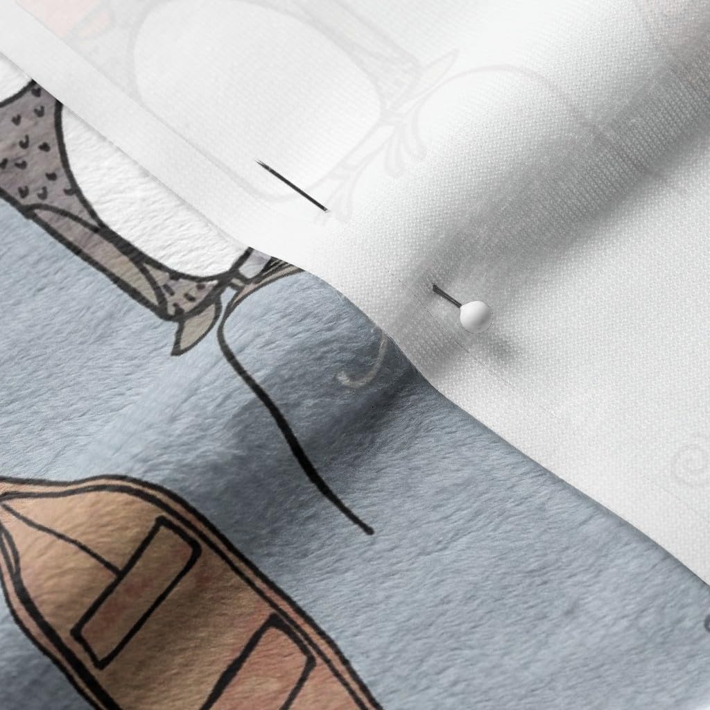 Spoonflower Fabric - Alaskan Adventure Blue Alaska Bear Moose Fishing Camping Printed on Minky Fabric by The Yard - Sewing Baby Blankets Quilt Backing Plush