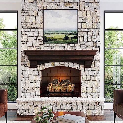 MANTELSDIRECT Mantels Direct Salem Wood Mantel Shelf with Arched Corbels - Cherry 48 Inch | Wooden Rustic Wall Mounted Shelf from Pine Wood - Perfect for Fireplaces, TVs & Décor