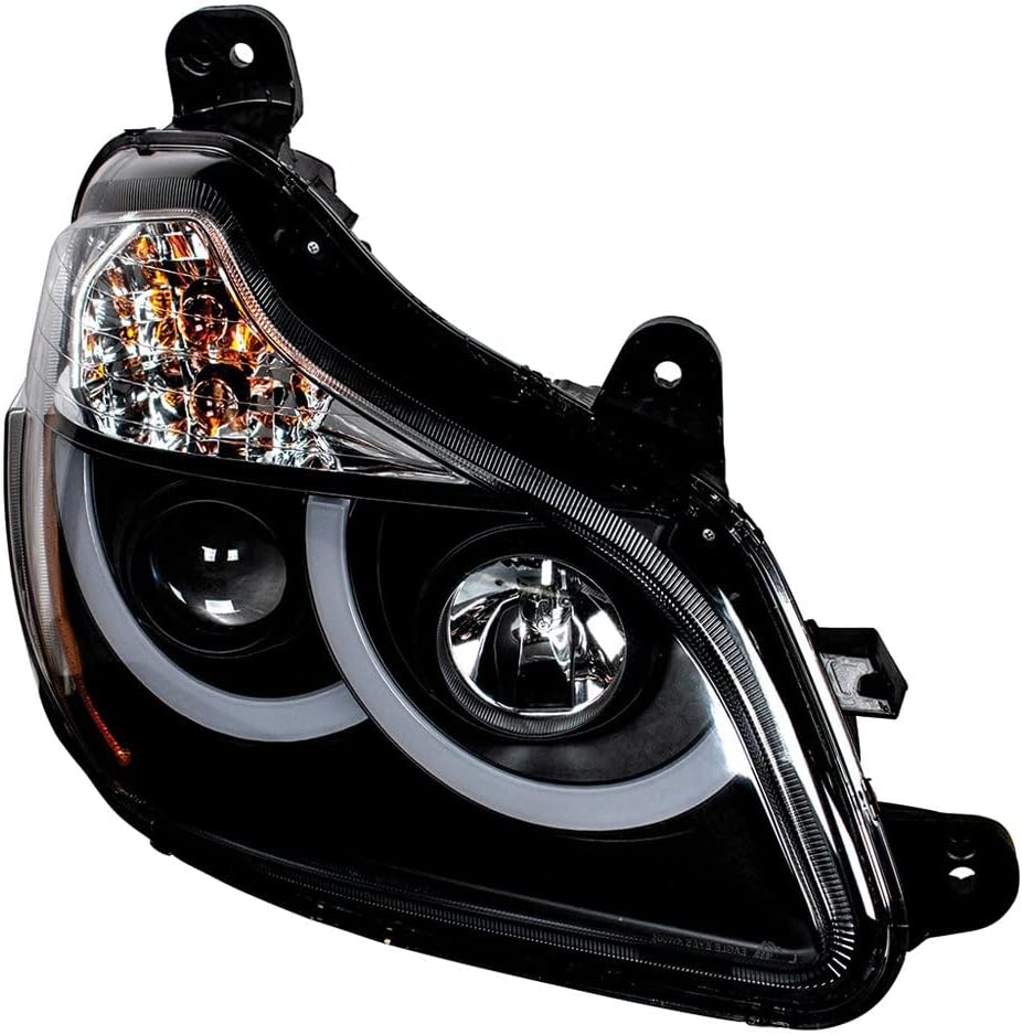 United Pacific 31457 Projection Headlight Assembly, RH, Black Housing, High/Low Beam, H7 Quartz/H1 Quartz Bulb, with Signal Light, LED Position Light and LED Side Marker