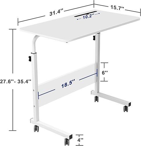 Miniatura 36 de SogesGame Mesa auxiliar de 31.5 pulgadas con ruedas, mesa auxiliar de aperitivos con ruedas, mesa auxiliar móvil fácil de montar para laptop, roble,