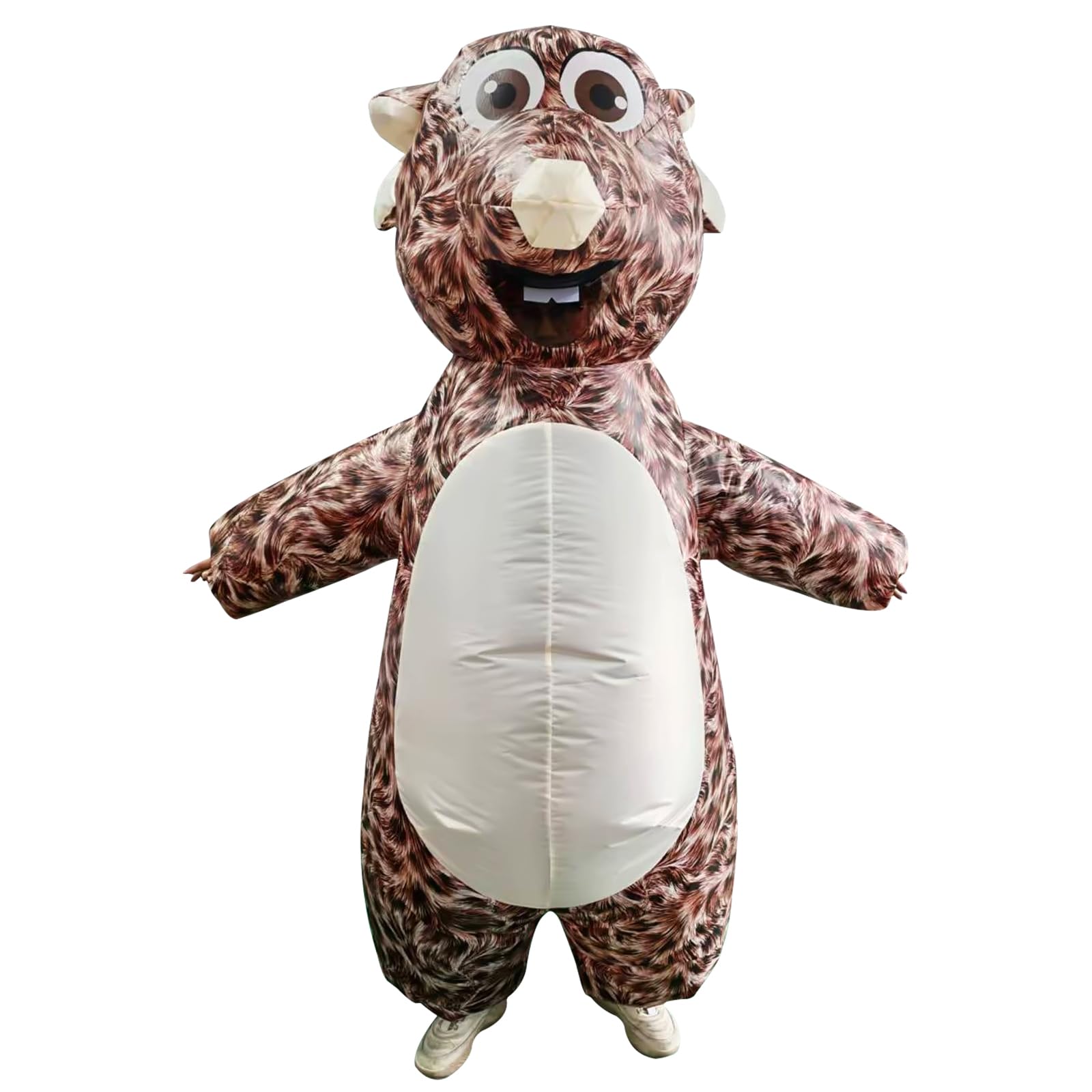 Photo 1 of CHAMPWIN Adult Inflatable Grey Cartoon Mouse Costume, Funny Plush Animal Blow Up Suit for Halloween Cosplay Party (Brown)