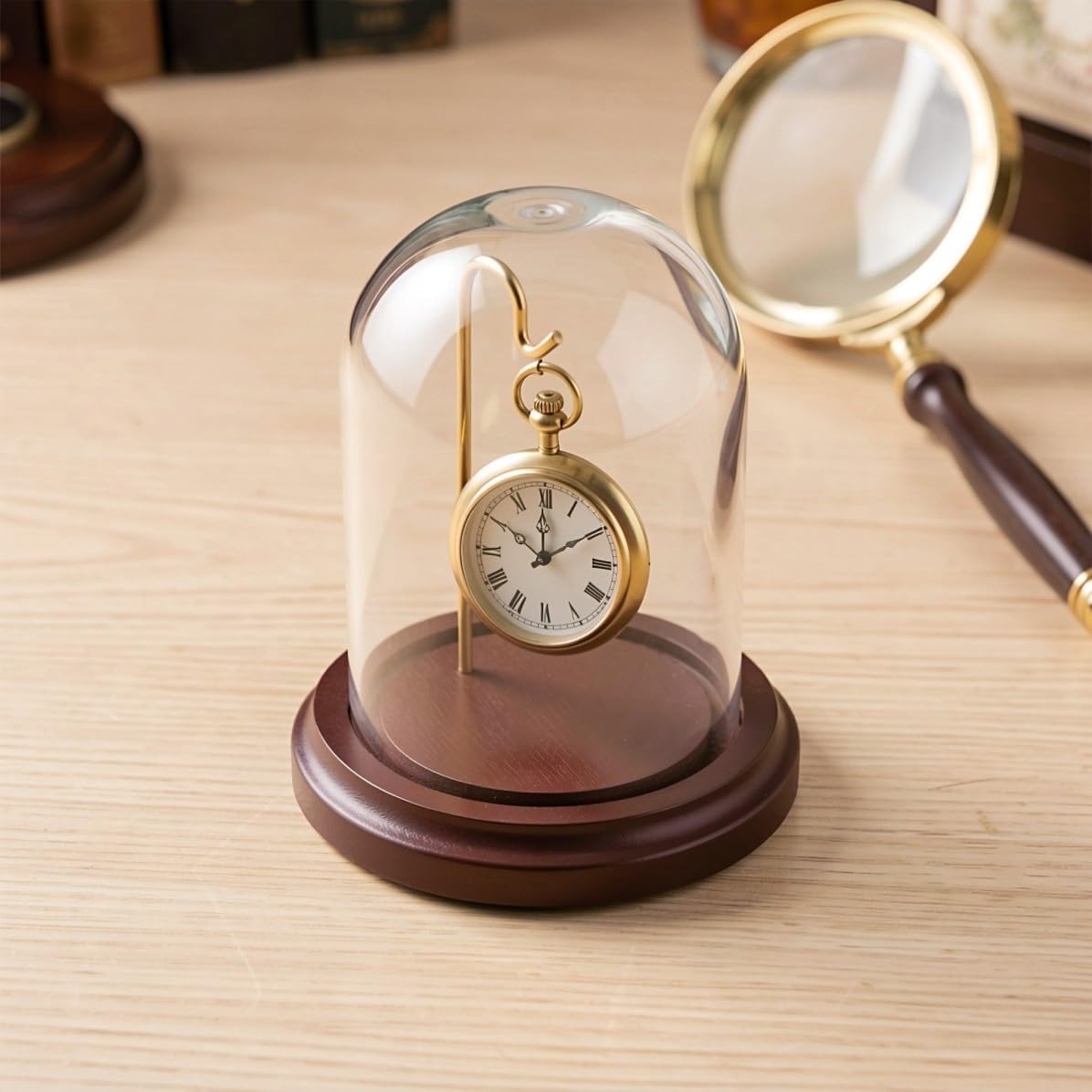 2pcs Vintage Glass Display Dome with Hook for Pocket Watches and Keys