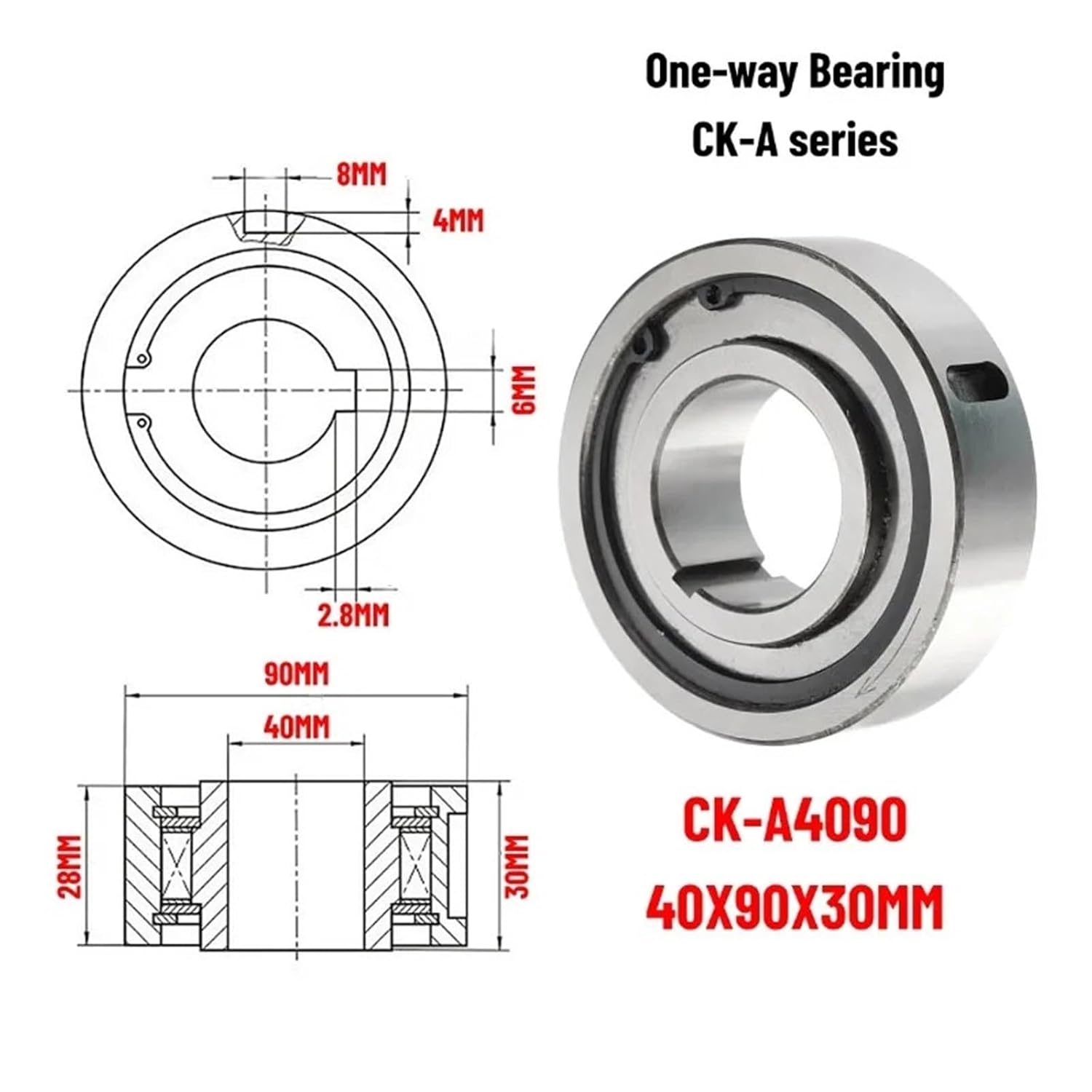 1PCS CK-A4090 40X90X30MM One Way Clutch Bearing Overrunning Clutch CK-A Series Sprag Type One Way Freewheel Clutch Bearing