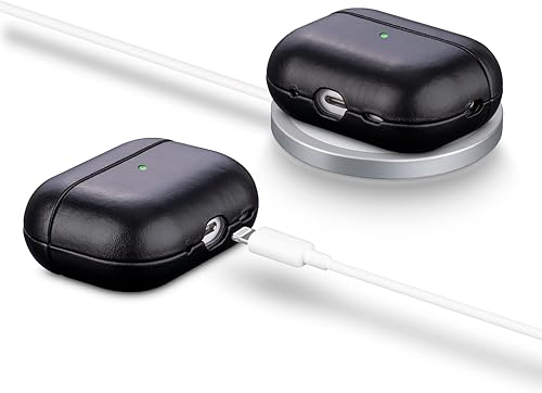 Miniatura 3 de MAOGOAM Funda de cuero para AirPods Pro 2 con botón cristal genuino curtido vegetal cera de aceite para AirPods Pro de 2 generación 2022 estilo