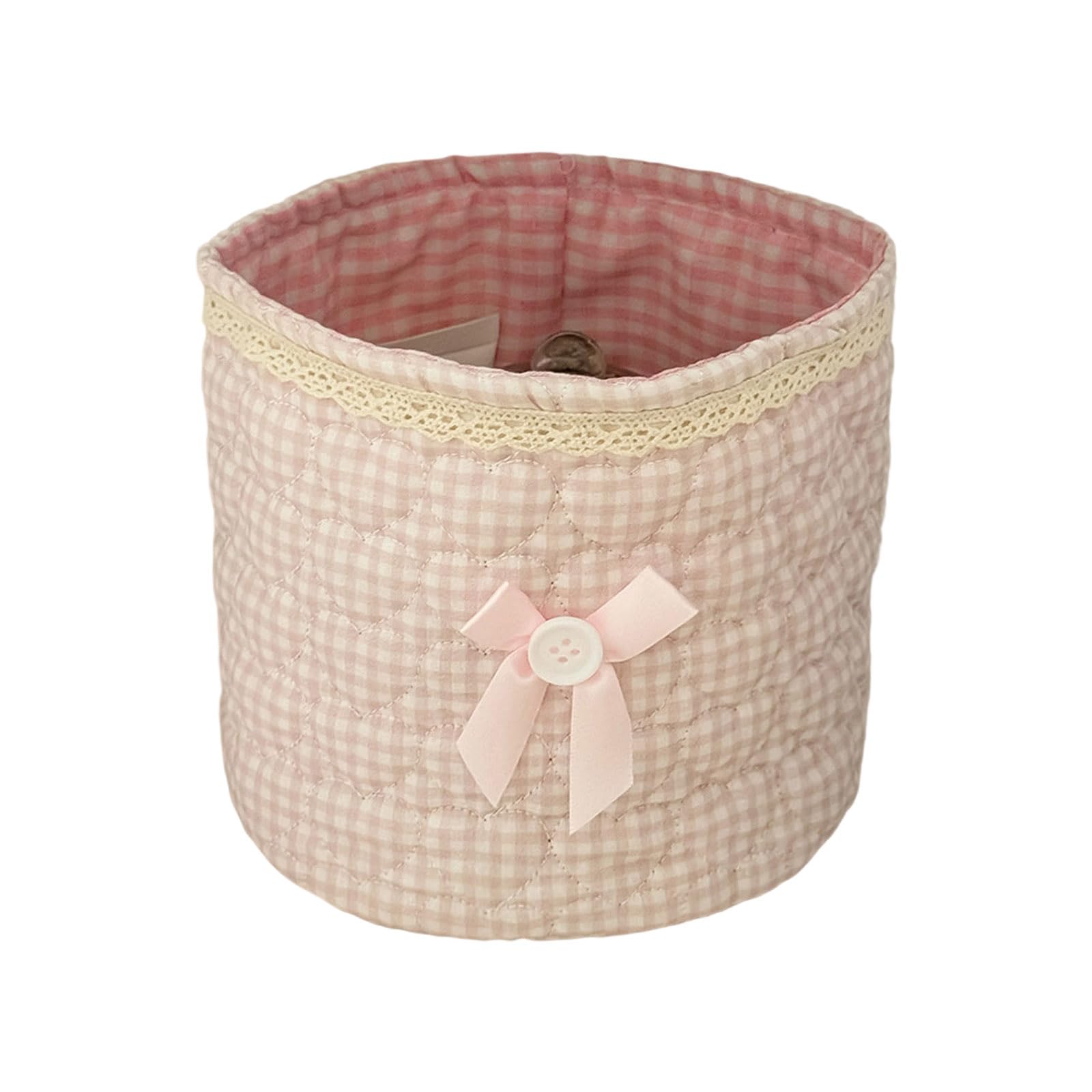 Msioytog Lace Adorning Round Household Organiser Ideal for Cosmetics Stationery Jewelry Storage Container Round Storage Container
