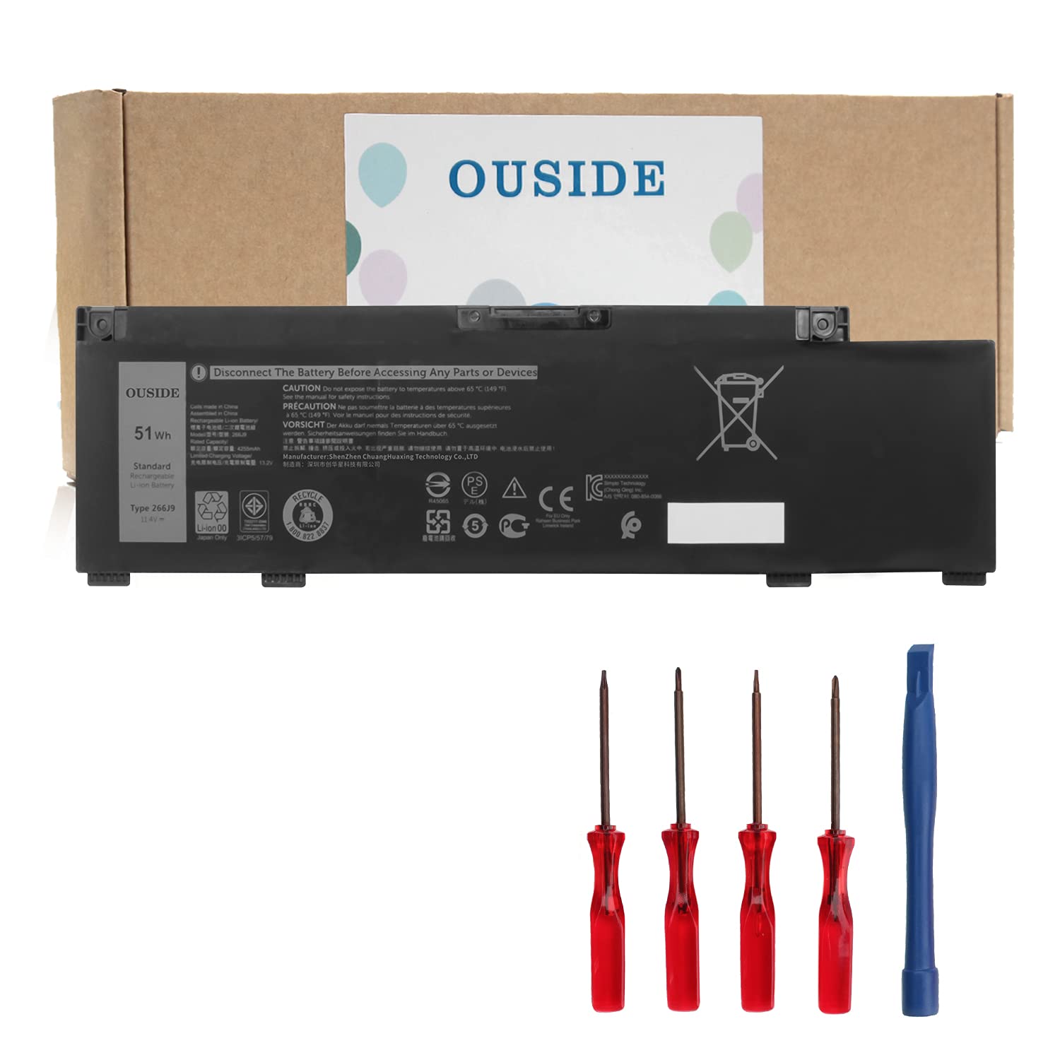 OUSIDE 266J9 Laptop Battery Replacement for Dell G3 3590 3500 G5 5500 5505 5490 SeriesIns 15PR-1545W