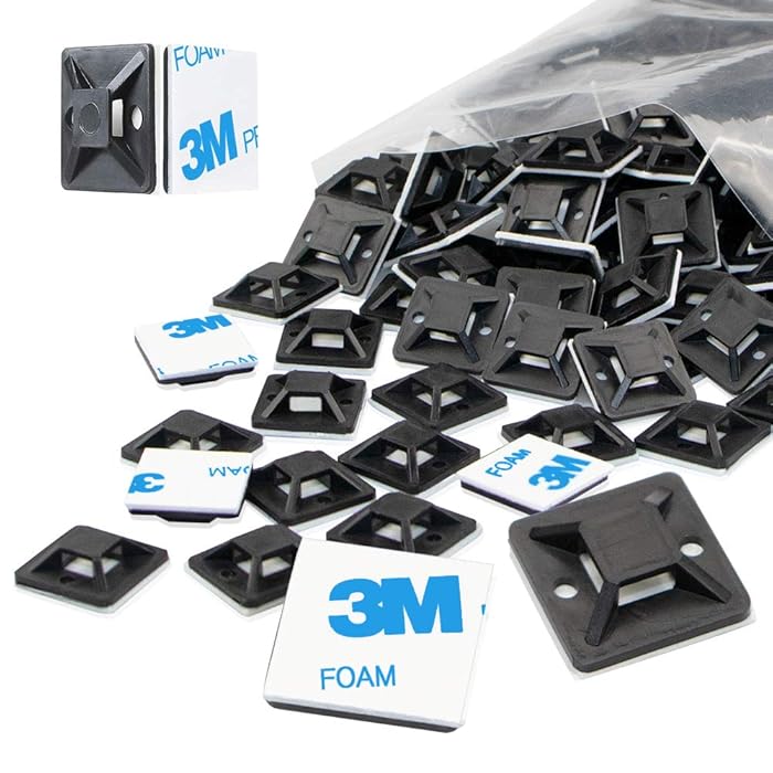 Buy Cable Tie Mount and Zip Tie Squares Adhesive Mount.perfect for Wire