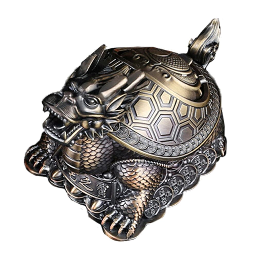 Portacenere Dragon Turtle in Metallo con Coperchio, 1 Pezzo