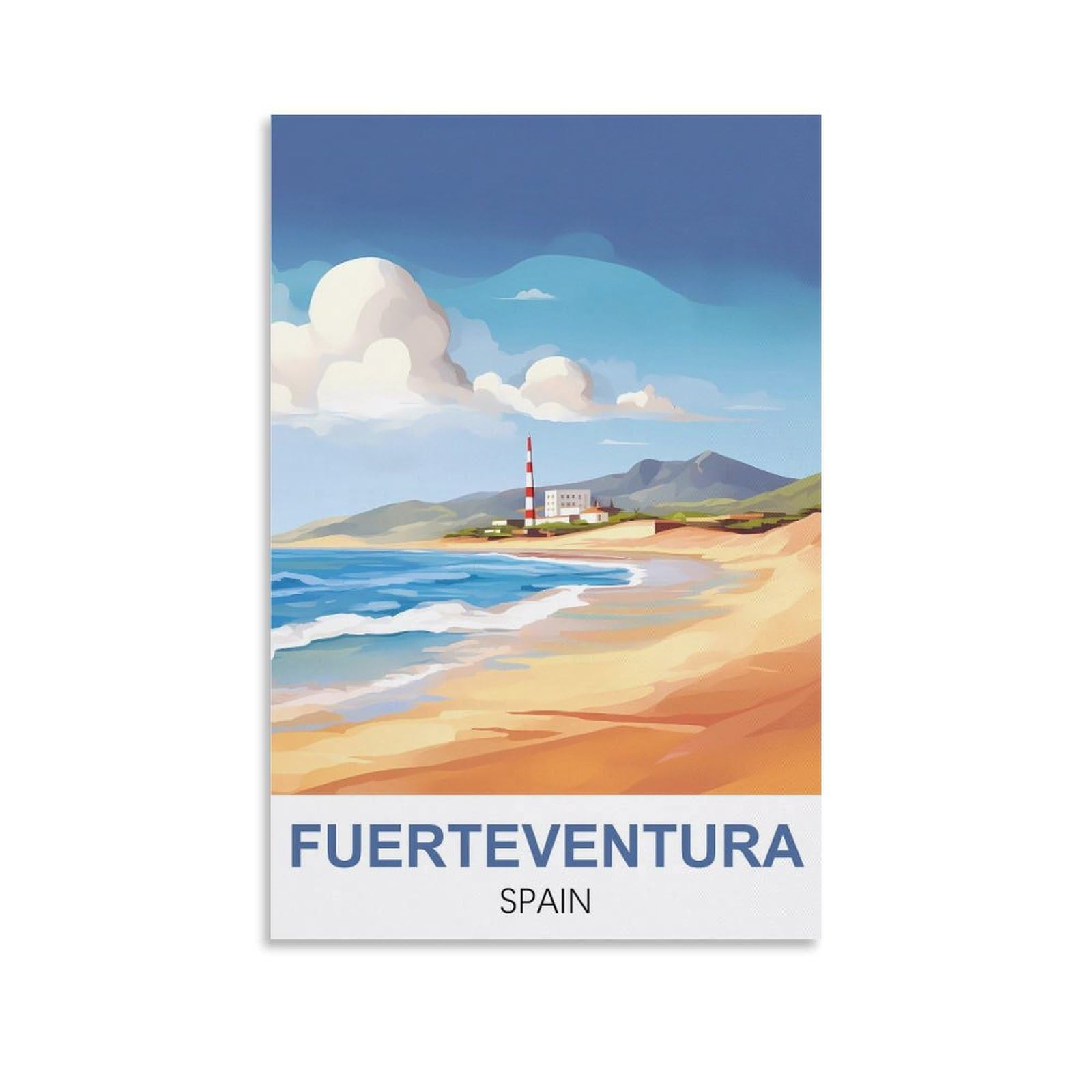 Fuudang Unframe-Style Fuerteventura Spain Vintage Travel Poster 08X12inch(20X30cm) Canvas Art Poster And Wall Art Picture Print Modern Family Bedroom Decor Posters