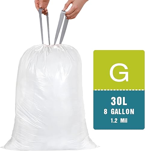 Miniatura 2 de Makeronics Code G - Bolsas de basura de plástico resistentes con cordón de 8 galones, compatibles con simplehuman Code G, 50 unidades, color blanco,