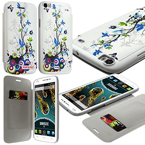 KARYLAX Seluxion - Coque Housse Etui à Motif HF01 Rabat latéral et Porte-Carte pour Wiko Darkside + Film de Protection