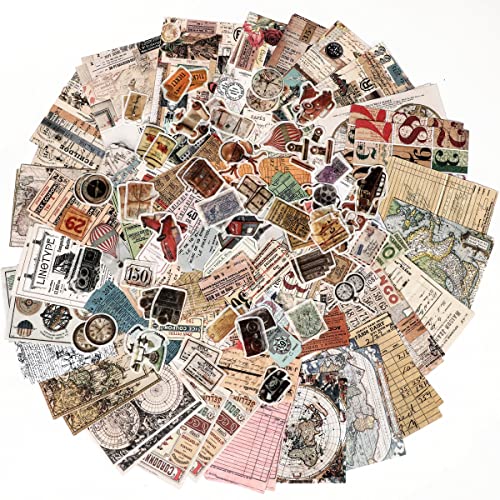 200 Pieces Vintage Scrapbook Supplies Pack For Junk Journal Planners Diy Paper Stickers Vintage Ephemera Pack Decoupage For Art Journaling Bullet Craft Notebooks Collage Aesthetic Gifts (World Memory) #TOP3