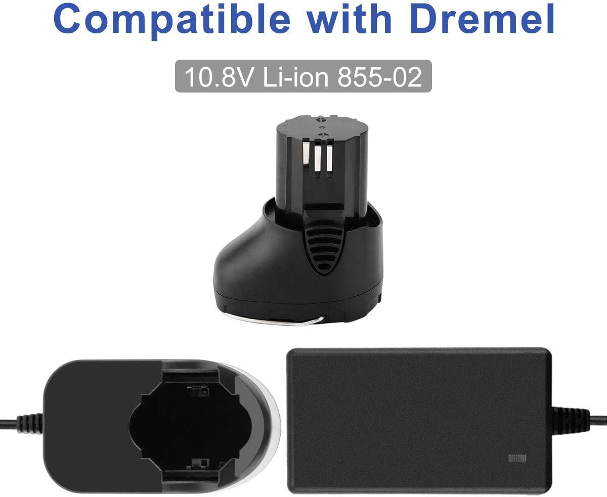 Exmate 10.8V 3.0Ah Replacement Battery with 10.8V Charger for Dremel 855-01 855-02 8000-01 8001-01 8001-02, Li-ion