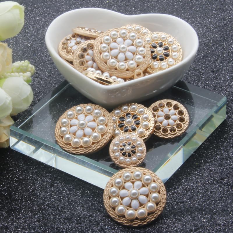 XJHWD 18/23/25/30MM 100Pcs Witte Parel En Strass Knoppen Parel Knopen Strass Knopen Crystal Shirt Knoppen Parel Knoppen Voor Kleding