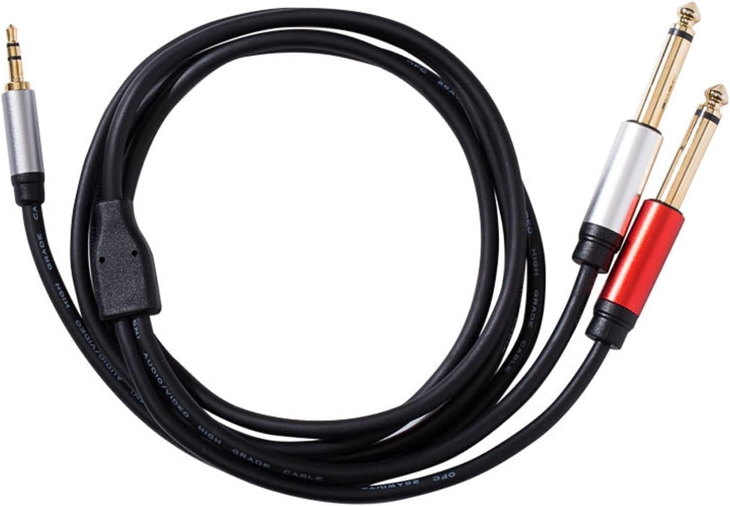 MR Audio King 3.5 mm 1/8 TRS to Dual 6.35 mm 1/4 TS Mono Breakout Cable Y Spitter Stereo Cord Adapter Compatible, 2 meters, grey-image-37