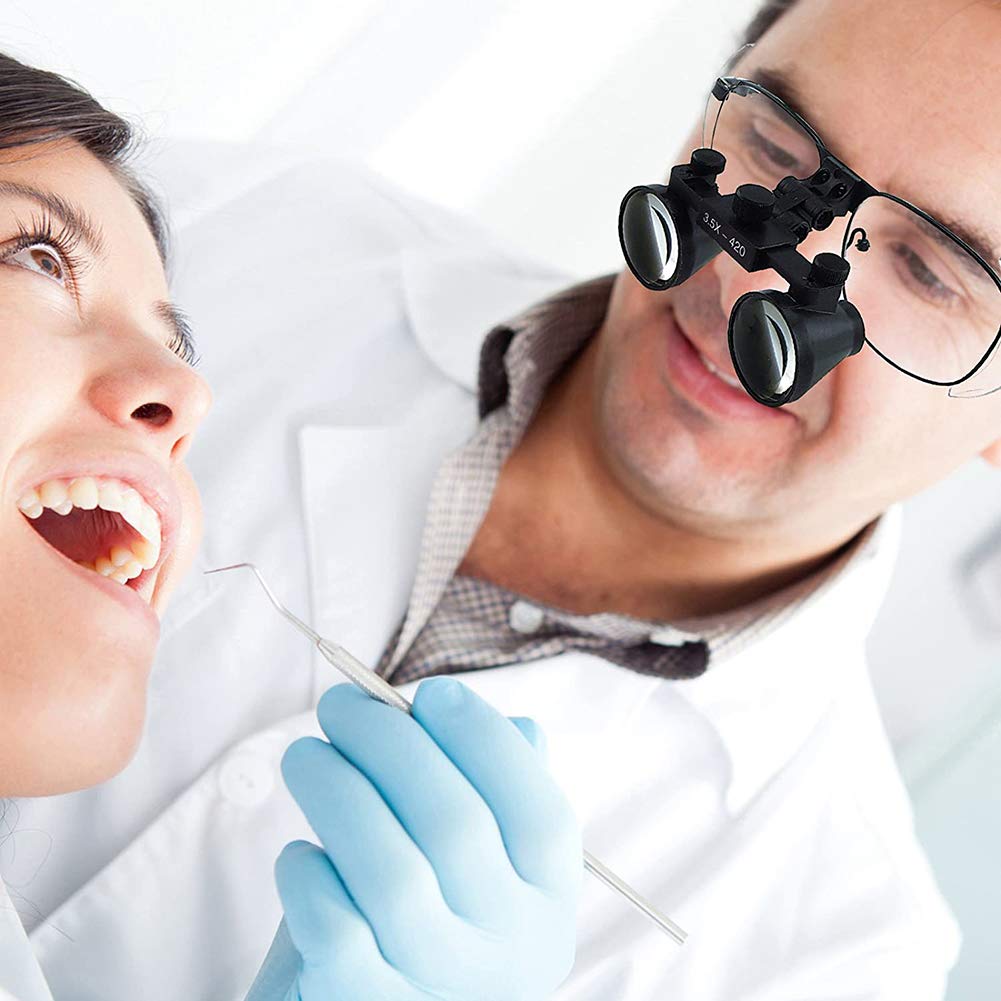 Lente Binocolo Chirurgico con Faro a LED, Montatura Titanio per Procedure Odontoiatriche e