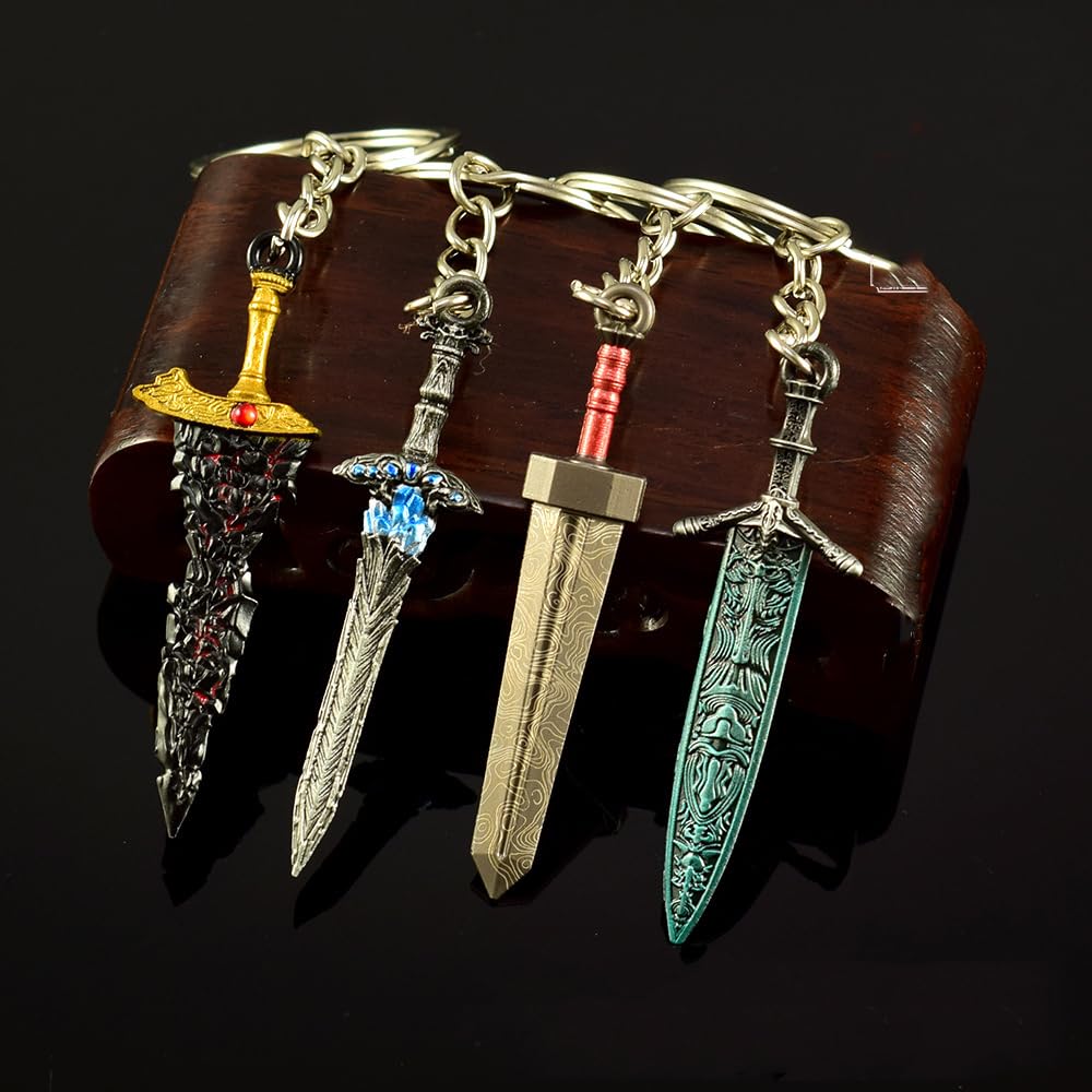 Espada en Miniatura, Mini Llavero de 4 Espadas Black Blade Elden Maliketh, 2