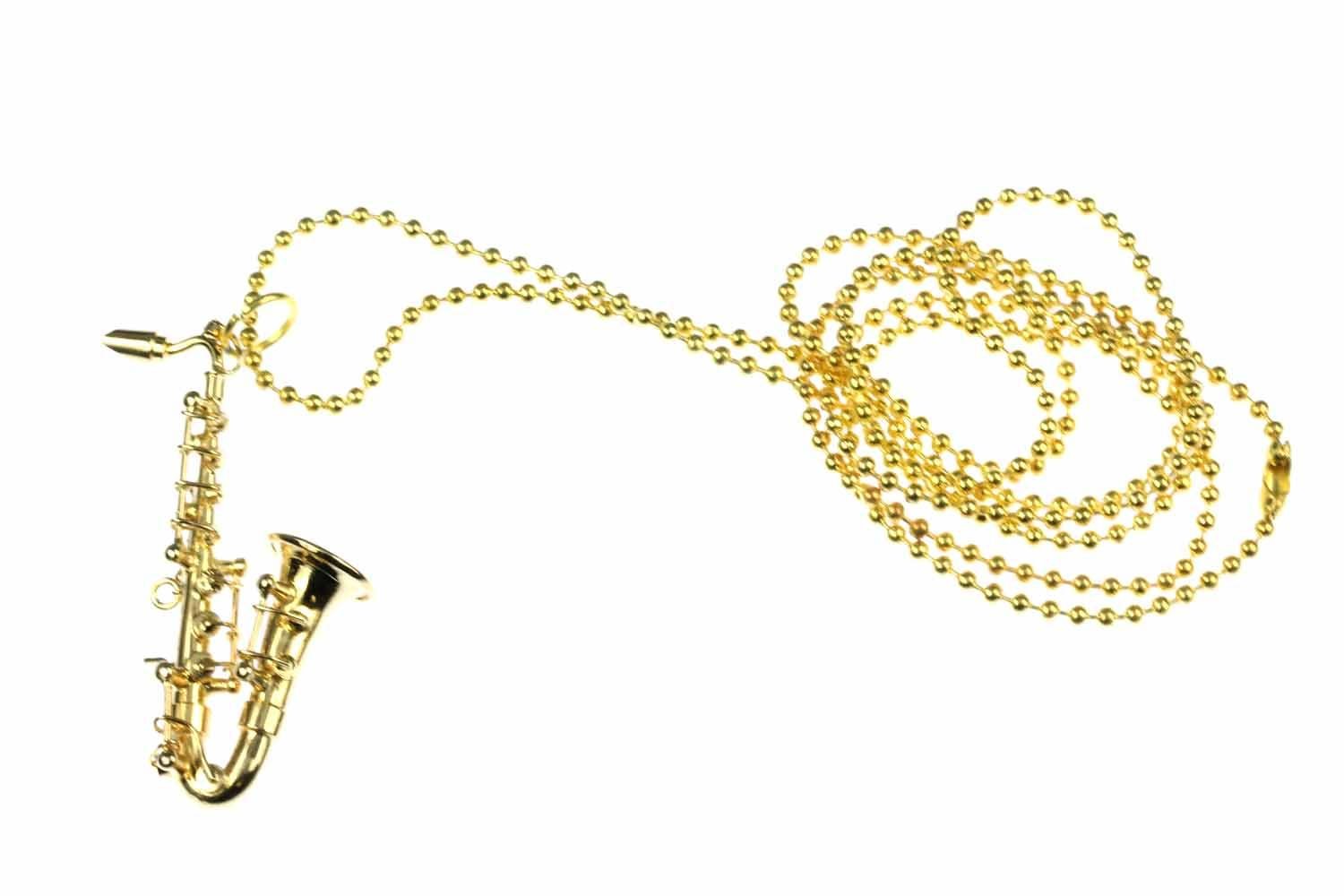 Miniblings Saxofon Kette Saxofonkette Halskette Saxophon Sax vergoldet 80cm