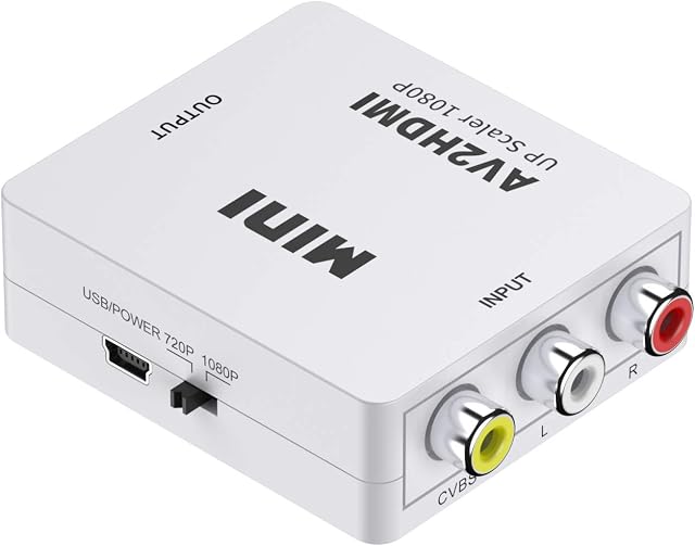 Amazon Brand - Eono RCA to HDMI Converter, AV to HDMI Adapter 1080P Mini RCA Composite CVBS Video Audio Converter Adapter Supporting PAL/NTSC for TV/PC/PS2/PS3/STB/Xbox/VCR/DVD (White)