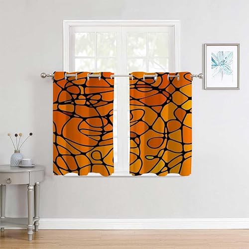 Cortinas blackout naranja mosaico decoración arte cortina para puerta ventana bloqueador de ruido 72 pulgadas de ancho por 72 pulgadas de largo, 2