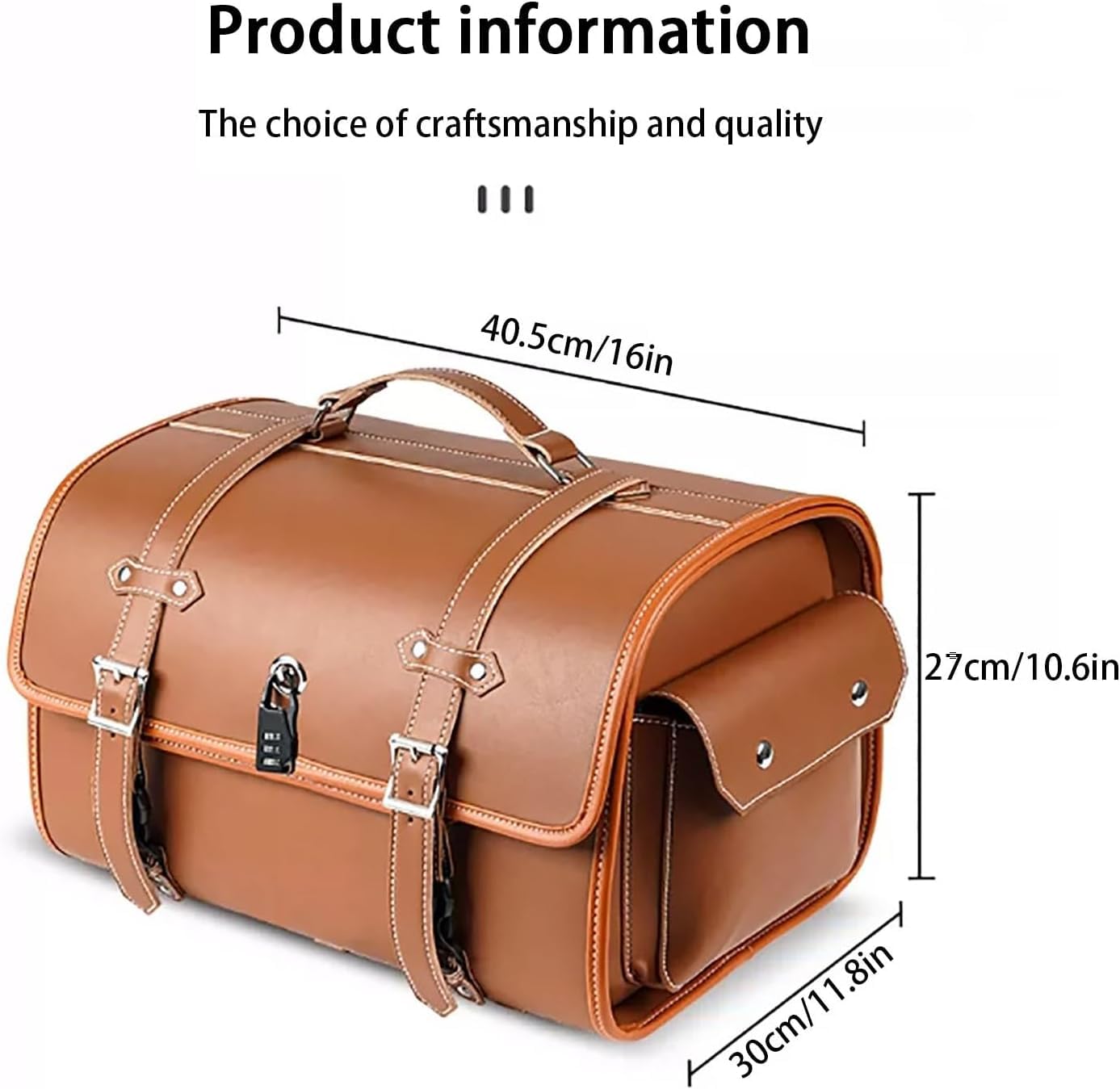 Caja superior de motocicleta retro, maletero universal grueso impermeable con cerradura de combinación de seguridad y asa de transporte, maleta de almacenamiento para casco de motocicleta, aspecto