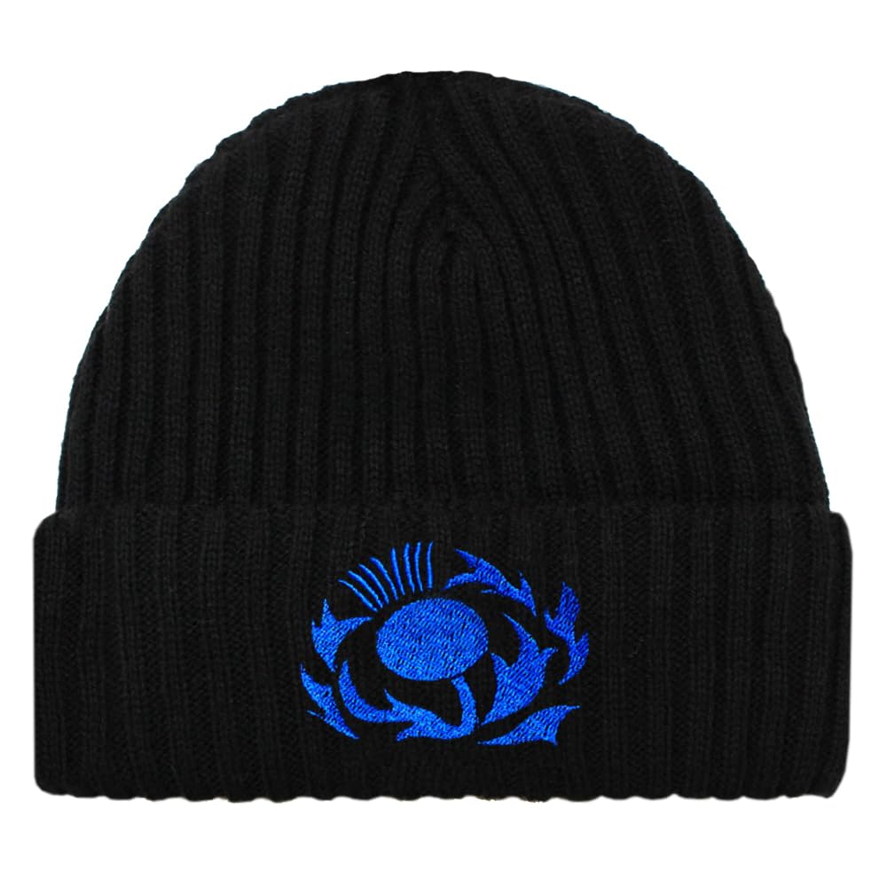 Teddyt's Unisex Black Scotland Scottish Thistle Thermal Rib Knit Beanie Hat 3-6 Years