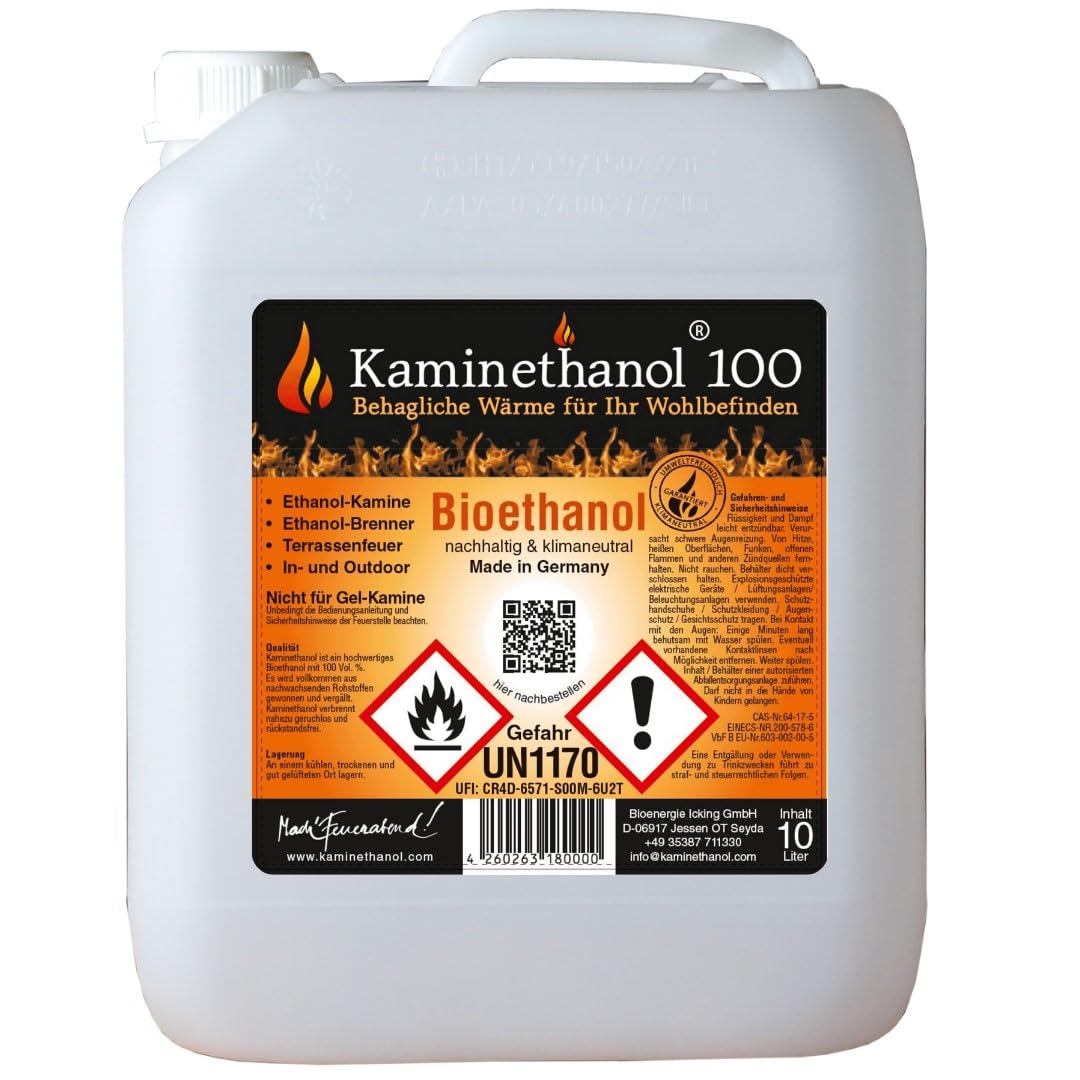 30 L Bioethanol 100% Ethanol 30 Liter Bio Alkohol für Kamin mit Ausgießer in 10 L Kanister