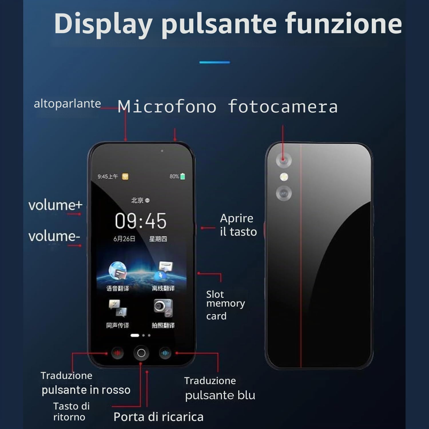 Traduttore vocale istantaneo – Nuovo settembre 2025 | Traduttore vocale in tempo reale, offline in 19 lingue, online su 149, traduttore portatile simultaneo (Nebraska)