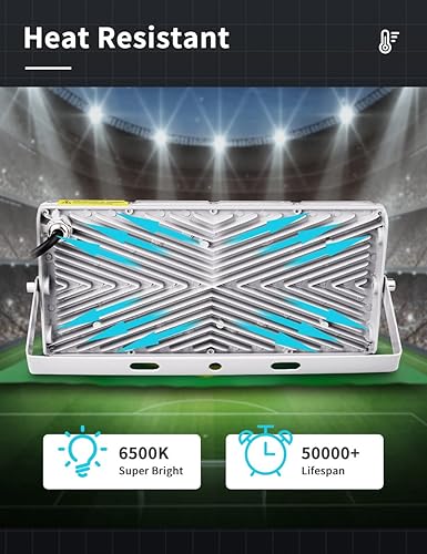 Miniatura 4 de papasbox 4 luces de inundación LED de 100 W para exteriores, 8000 lúmenes, luces de seguridad para exteriores, 6000 K, luz diurna blanca, IP65,