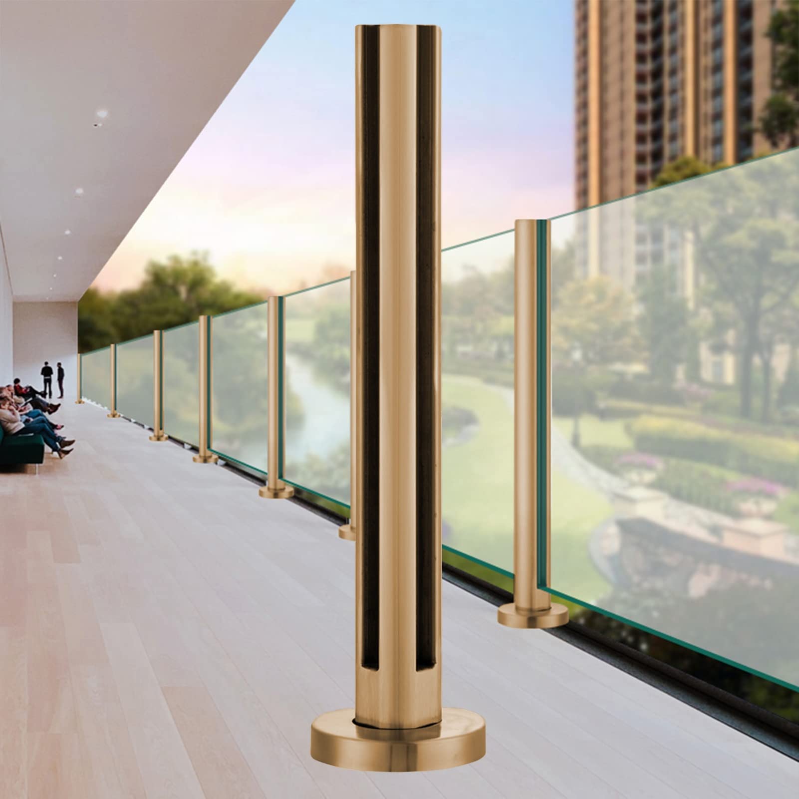 Support de poteau en acier inoxydable pour balustrade de balcon et escalier rond