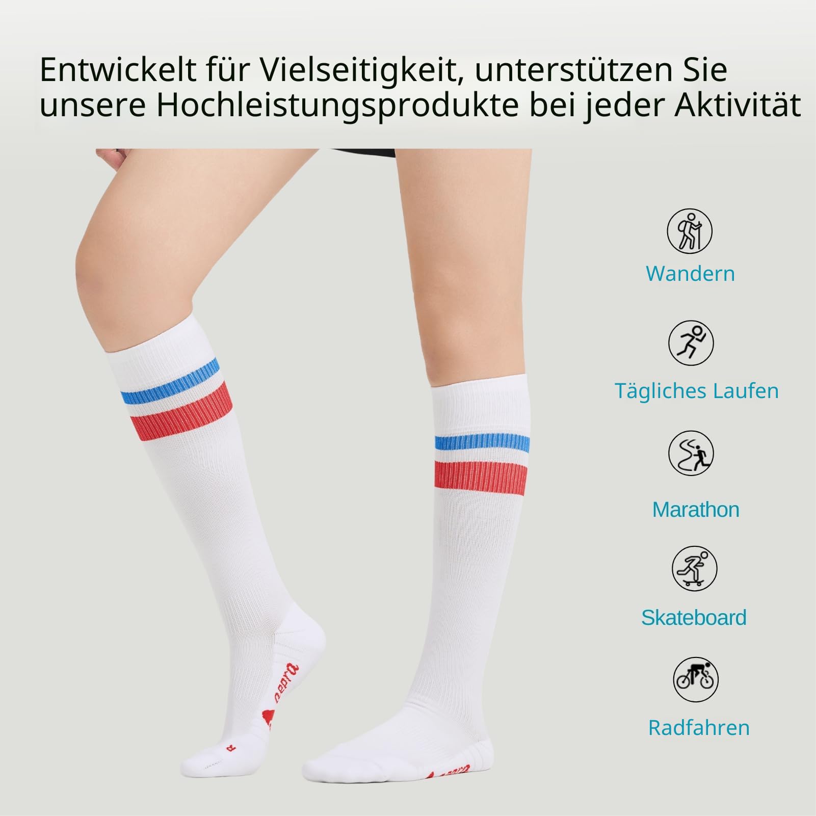 Kompressionsstrümpfe Damen & Herren – Für Sport, Laufen, Wandern, Alltag – Stützend & Atmungsaktiv, 15-20 mmHg