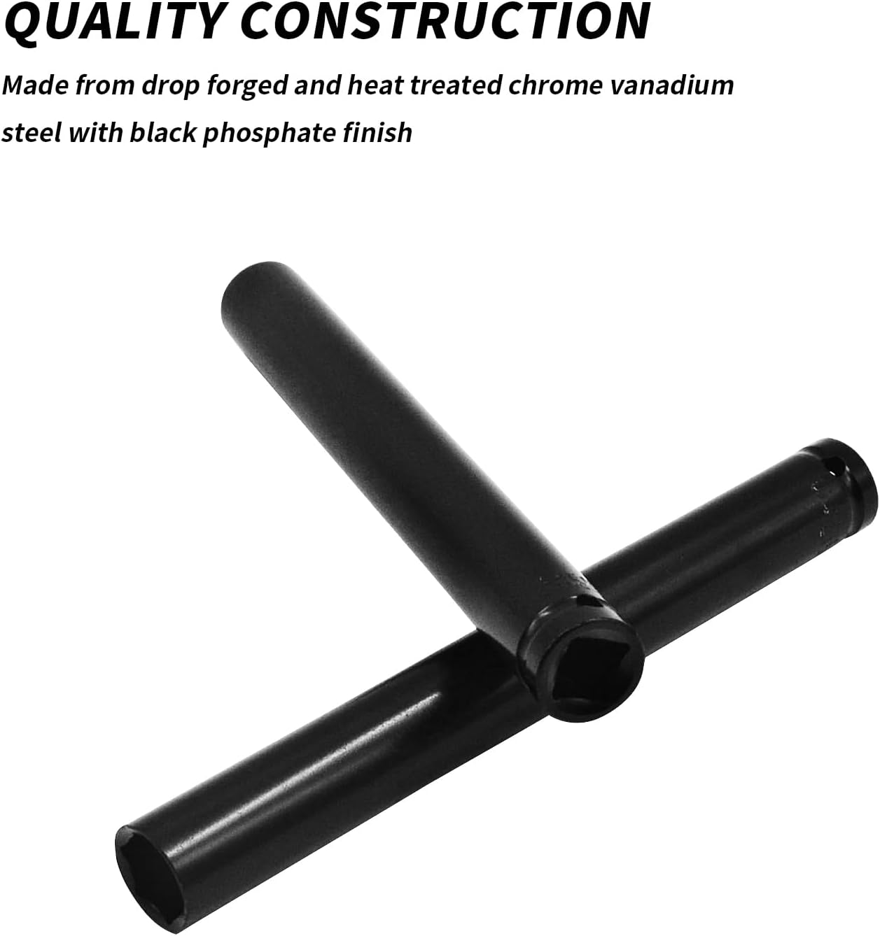 1/2" Drive by 17mm Deep Impact Socket, Heat-Treated CR-V Steel 8" Length, 6-Point Metric Sizes