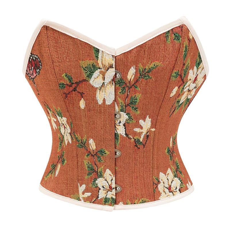 Women’s Printed Jacquard Corset | Short Bust Body Shaper with Adjustable Straps-image-28
