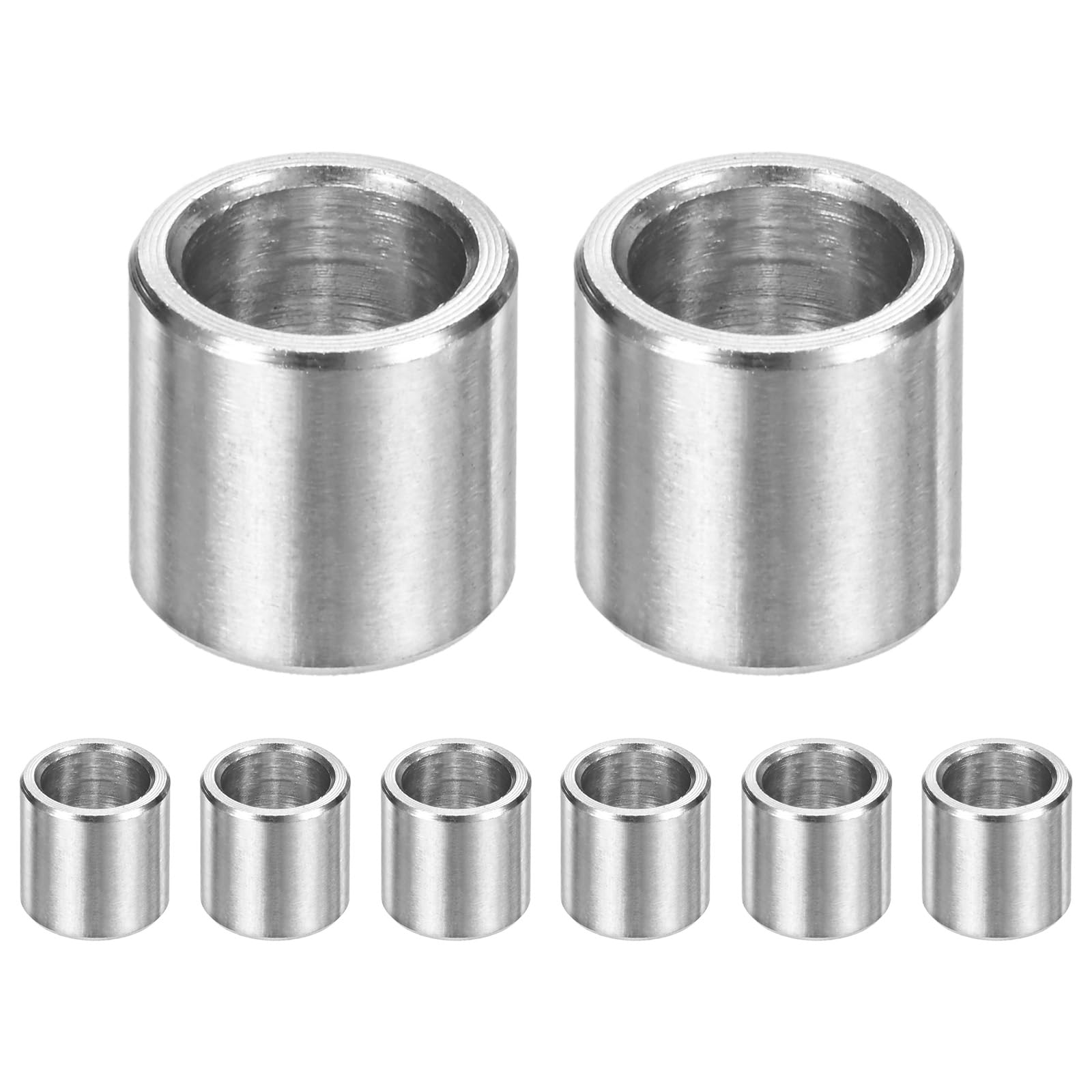 M METERXITY 8PCS M7 304 Stainless Steel Spacers 7mm ID x 10mm OD x 10mm l Metal Screw Standoff Bushing Plain Finish Round Spacer 304 Stainless Steel for Screws Bolts Silver