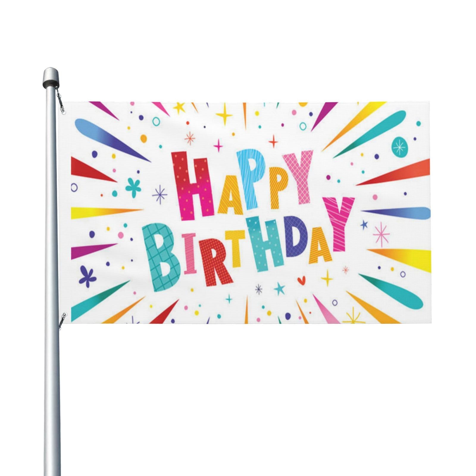 Happy Birthday Flag 5ft x 3ft with Eyelets Garden Polyester Double Sided Flags