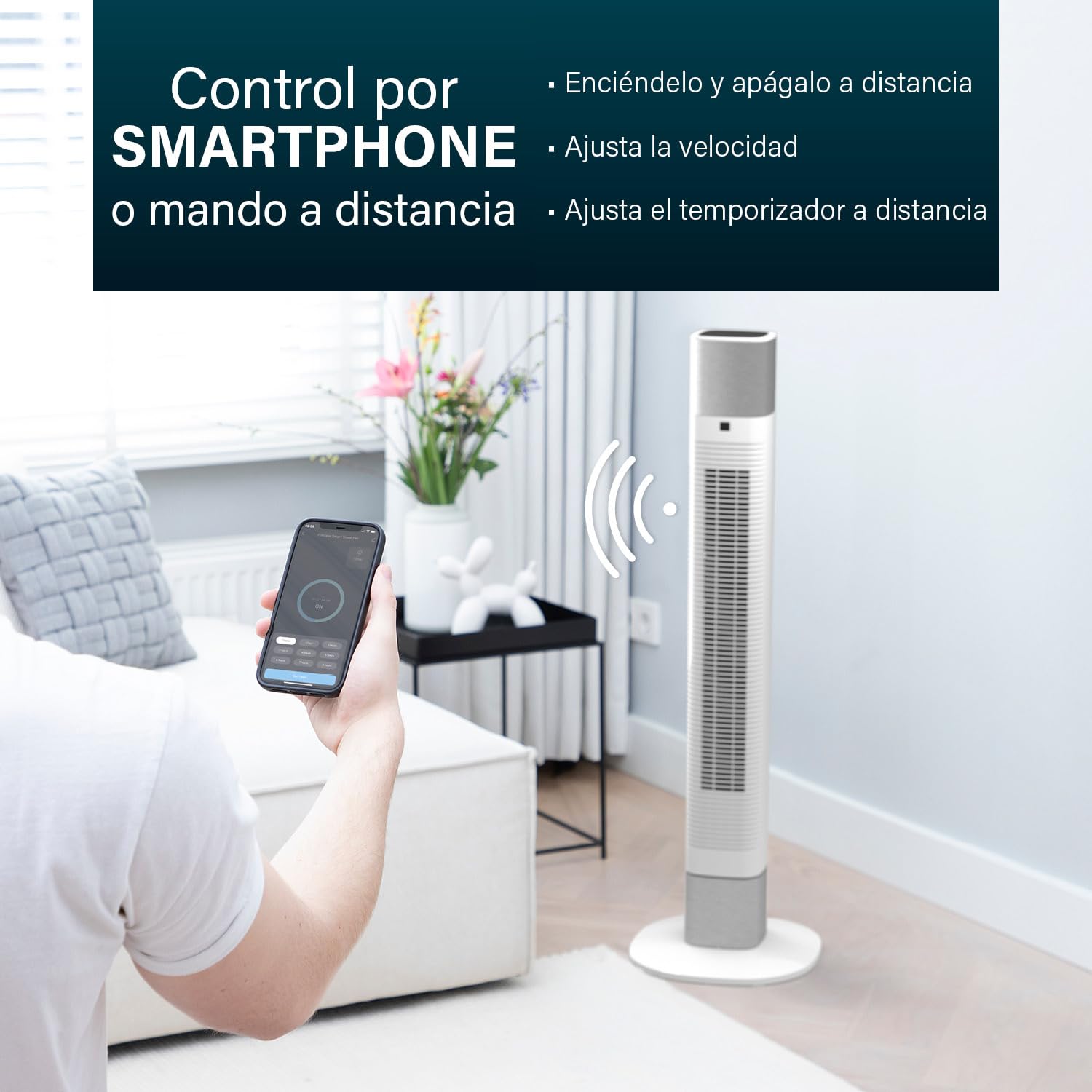 Princess Ventilador de torre compacto 3 ajustes y 3 velocidades - Oscilación - Conectado