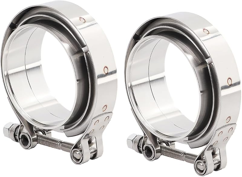 Abraçadeira V-Band com Flanges Macho e Fêmea LokoCar para Escape 3,0" – 2 unidades
