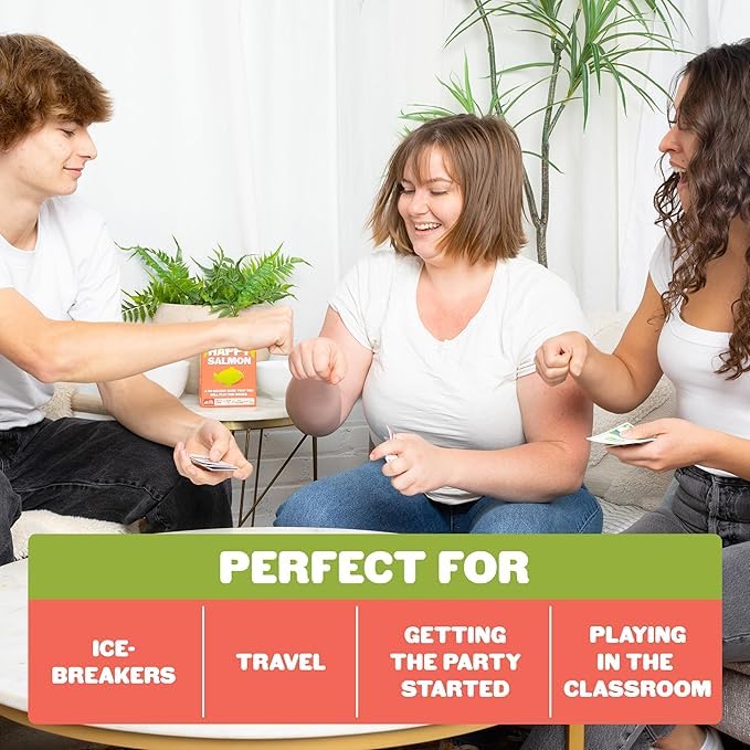 Image of Happy Salmon Board Game | Quick Matching Card Game for 3-8 Players, Ages 6+ | Fast-Paced 90 Second Rounds | Perfect for Family Game Nights and Parties