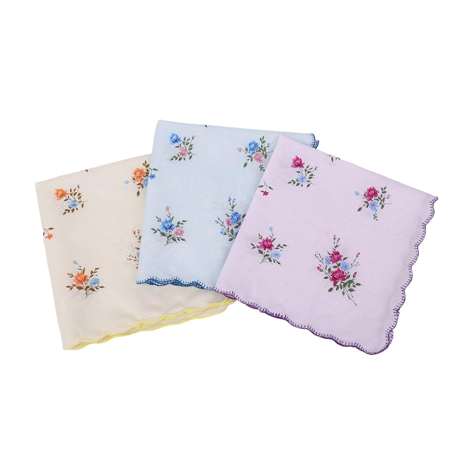 YUXITA 12 Piece Set Premium Combed Cotton Handkerchiefs Delicate Lace Edging for Weddings Special Occasion