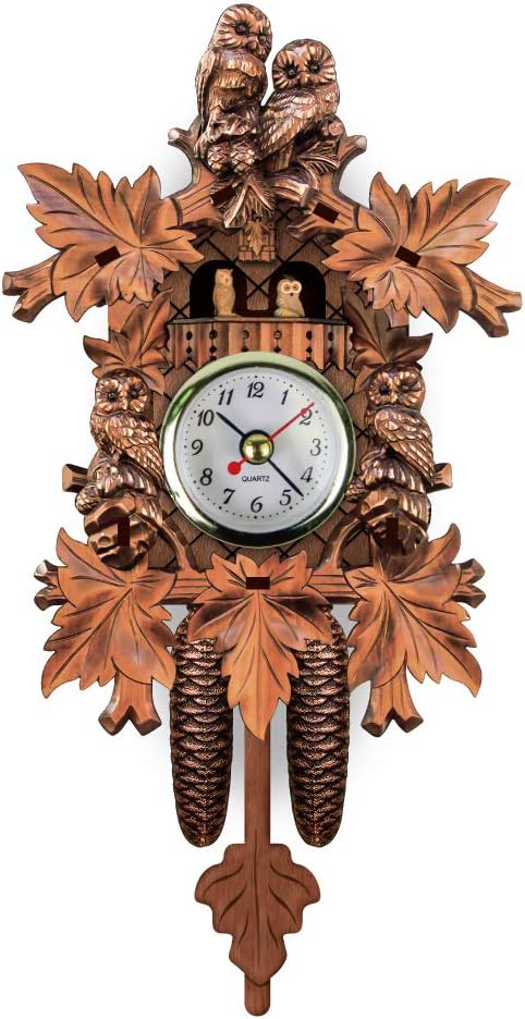 Decorative Kids Clock Cuckoo Style Wall Clock with Swinging Pendulum, No Cuckoo Bird No Chiming, Creative Wall Clock for Boys & Girls (Antique-04)