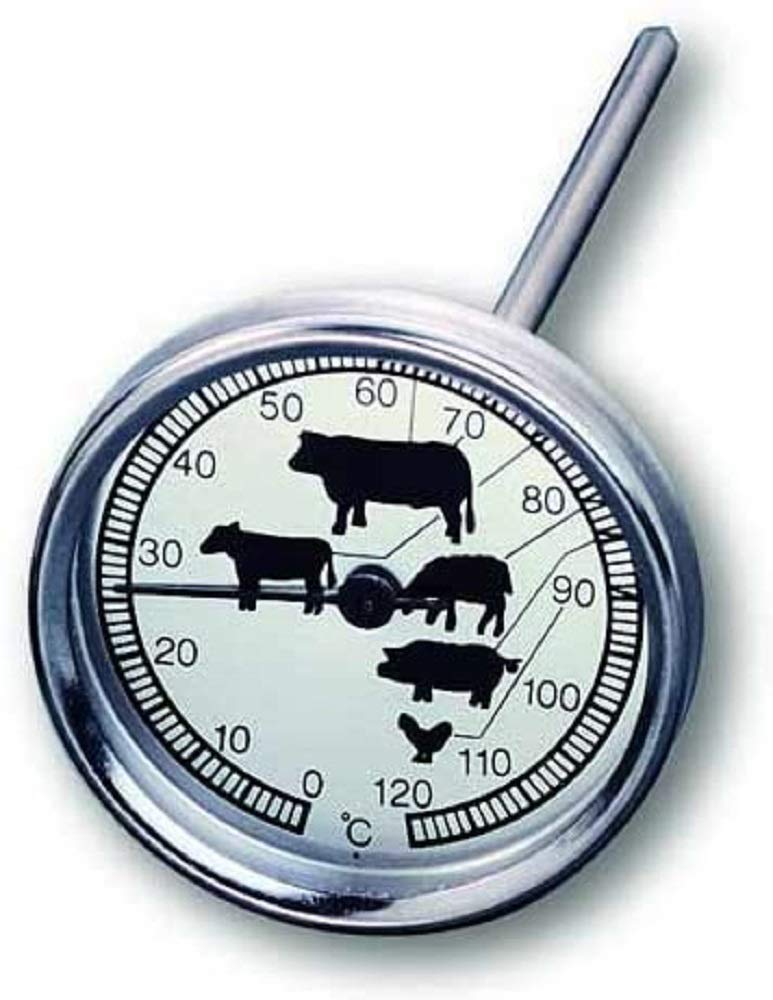 TFA Dostmann analogowy termometr do smażenia, wykonany ze stali nierdzewnej, termometr do mięsa, termometr domowy, piekarnik lub grill, odporny na wysokie temperatury