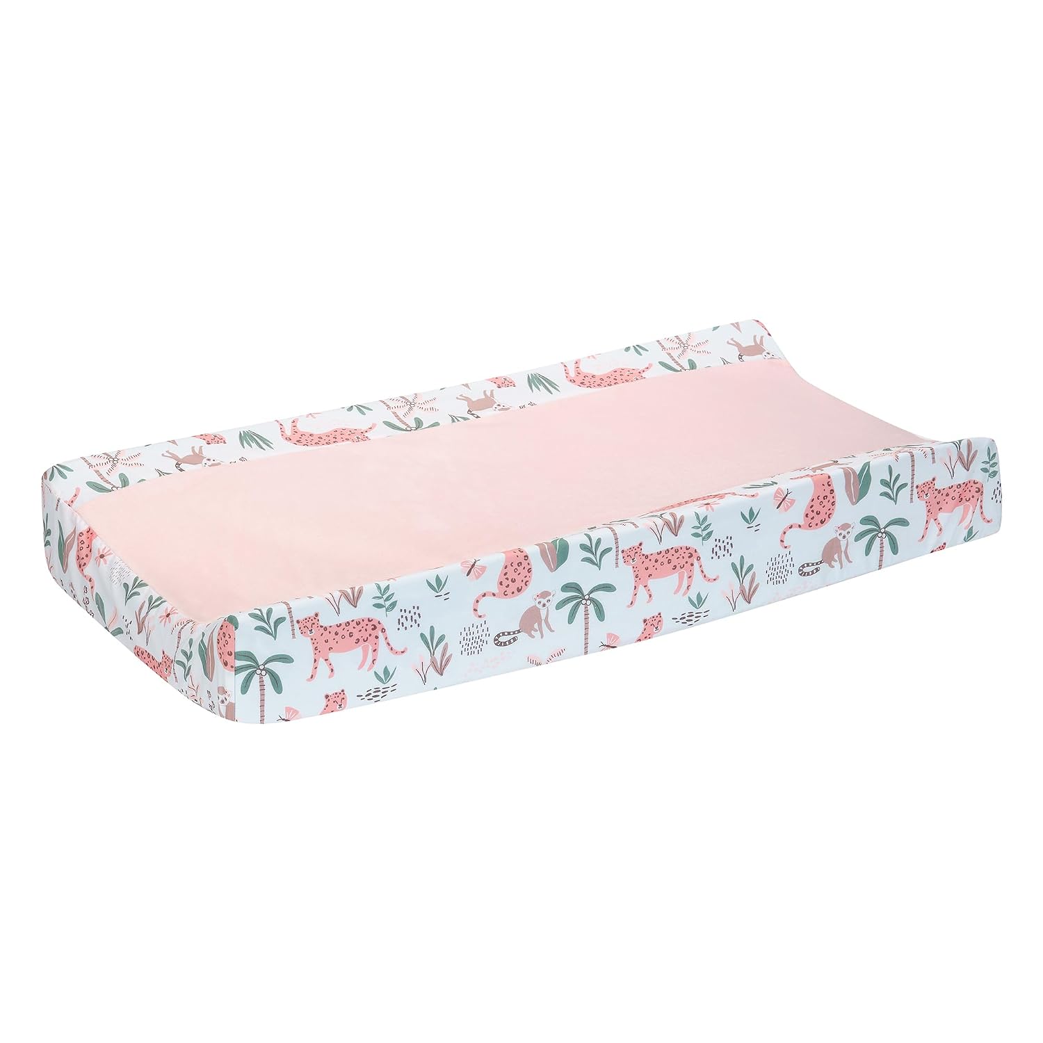 Lambs & Ivy Enchanted Safari Animals Pink/White Jungle Changing Pad Cover