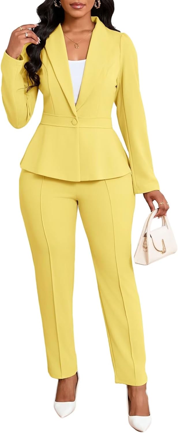 Ophestin Business Casual Outfits Blazers Set Pants Suits for Women 2 Piece Set Dressy Professional Work Office Clothes