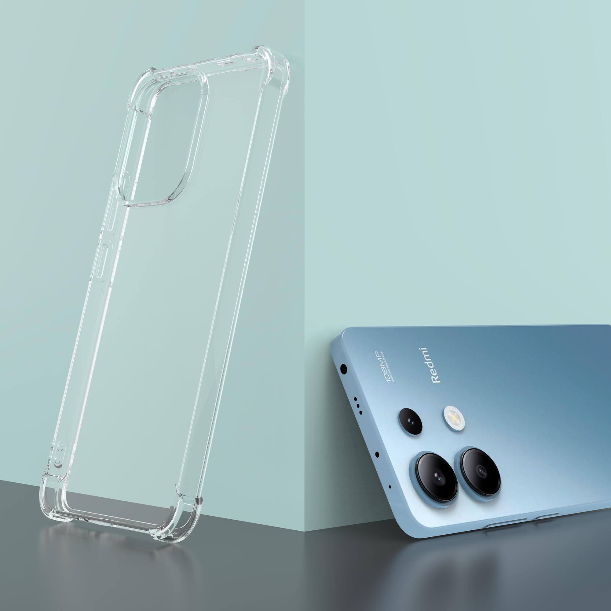 Cover Per Xiaomi Redmi Note 13 4G Trasparente Antiurto + 2 Pellicole In Vetro Temperato – Custodia Sottile TPU