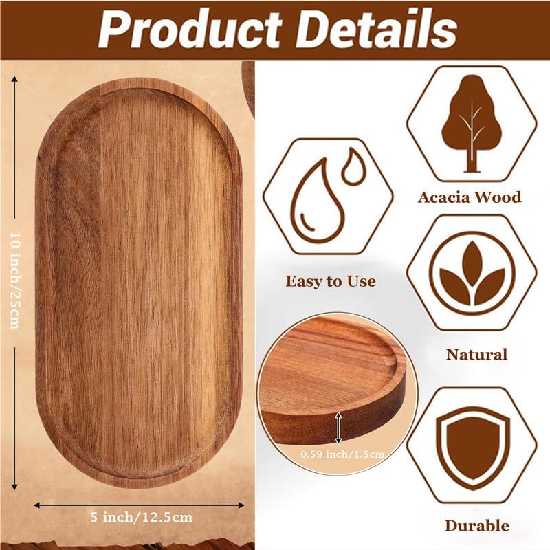 Wood Serving Board Bulk,Wood Cutting Board Set of 6,Wooden Charcuterie Boards Small,Oval Acacia Wood Serving Platters and Trays for Food or Desserts,Bread/Cheese/Fruit/Tea Serving Trays - Image 6