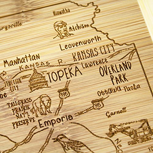 Image of Totally Bamboo A Slice of Life Kansas Engraved Map Cutting Board