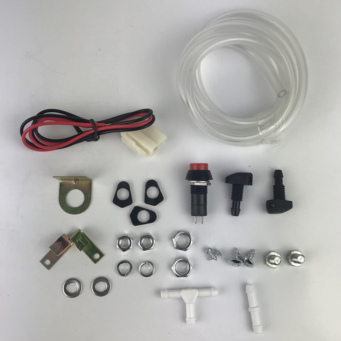 BETOOKY 12v Metall Scheibenwaschflüssigkeit 1,5l aus für Behälter Kunststoff mit Pumpe und 1,5m Schlauch und für Universelle Auto und Lkw Scheibenwaschanlage