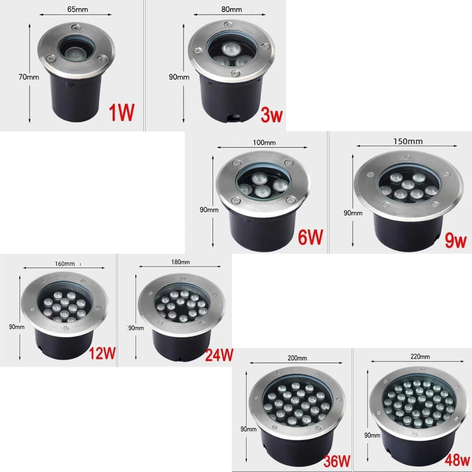 Podtynkowe oświetlenie LED - zintegrowane podziemne źródło światła, reflektor LED 220 V, wodoszczelność IP67, idealne do schodów, podjazdów, budynków i krajobrazu (białe, 12 W)