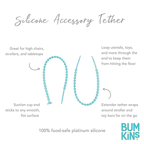 Miniatura 5 de Bumkins Suministros de alimentación con clip para chupete para bebé niña o niño, correas de juguete para taza de sorber, mordedor, accesorios de